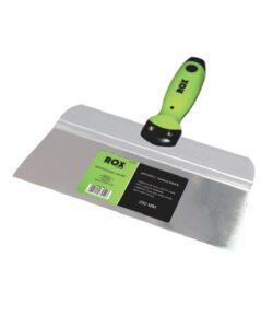 Image-of-a-250mm-ROX-Professional-Range-drywall-taping-knife-with-a-wide-stainless-steel-blade-and-a-green-and-black-ergonomic-handle-designed-for-applying-and-smoothing-joint-compound-on-drywall-surfaces