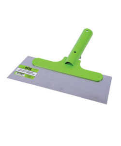 Image-of-the-ROX-heavy-duty-floor-scraper-with-a-wide-flat-metal-blade-and-a-bright-green-handle-mount-The-scraper-is-labeled-ROX-Floor-Scraper-Heavy-Duty-300mm-x-1500-on-a-green-sticker-attached-to-the-blade