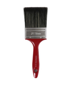 Image-of-a-75mm-wide-ROX®-Contractor-IQ-90-paint-brush-with-black-bristles-a-stainless-steel-ferrule-and-a-red-plastic-handle-featuring-the-label-CONTRACTOR-IQ-90